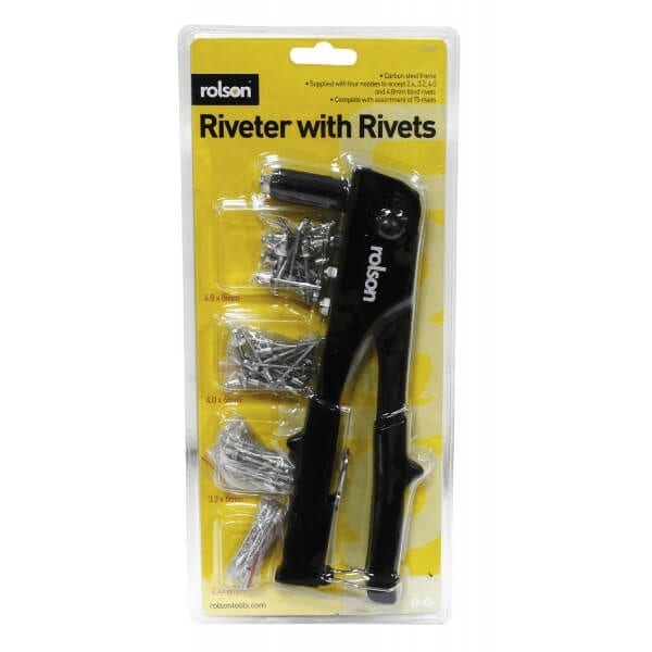 Rivet Gun with 4 head sizes and 60 Rivets