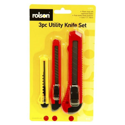 3pc Utility Knife Set - Snap-Off Blades for Cosplay Crafting