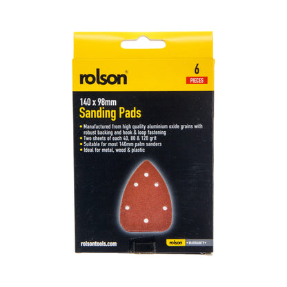 6 Piece 140 x 98mm Sanding Pads